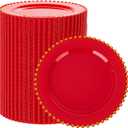 LIYH 120 Red and Gold Dessert Plastic Plates - 7 Inch Red Cake Plates Disposable with Gold Rim for Wedding Large Parties Bridal Showers Gift