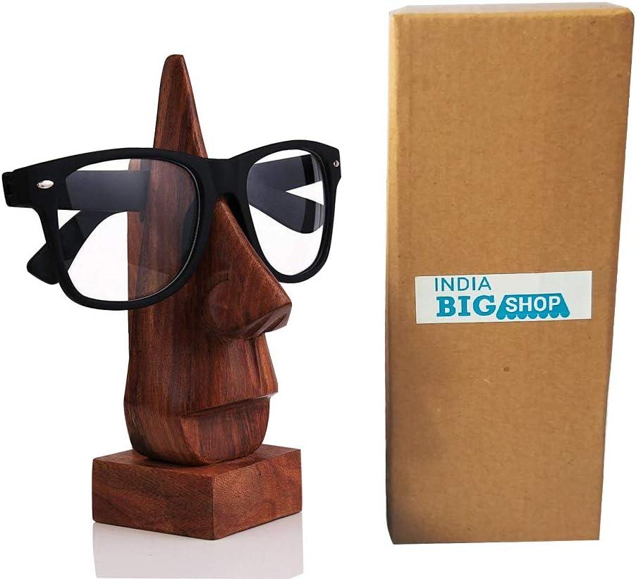 Wooden Spectacle Holder Classic Hand Carved Rosewood Nose Shaped Sunglass Holder Stand, Spec Holder, Father Day Gifts, Eyewear Retainer, Eyeglass Stand for Men & Women - 6 Inch