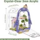 Magnetic Acrylic Jumping Spider Enclosure with Mushroom House, Easy-Feed Hole & Front Opening Terrarium for Tarantula, Mantis, Beetle, Gecko, Hermit Crab, Reptile Habitat