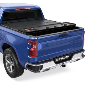 KUIPERAUTO Quad Hard Truck Bed Tonneau Cover Compatible for Chevrolet Silverado GMC Sierra 2007-2013 1500 Aluminum Bed (No Fit 2007 Classic) Fleetside - 5.8FT Short Bed (69.6 inch)