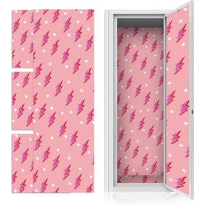6 Pcs School Locker Magnetic Wallpaper 12" x 12" Removable Waterproof Sheet Trimmable Locker Accessories Wall Magnetic Sticker for School Supplies Back to School Essentials (Pink Lightning)
