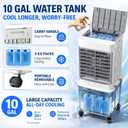 Flymoon Upgraded Cooling 10 Gallon Evaporative Air Cooler, Swamp Cooler with 120 Oscillation, 7-Hour Timer, Remote Control, Detachable Tank for Portable Air Conditioners, for Bedroom, Garage