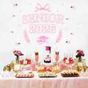 Sursurprise Bow Senior 2026 Decal Sign Sticker for Balloon Arch Backdrop Photography Background Wall Decor, Pink Bow Senior Night Decorations, Class of 2026 Graduation Party Supplies