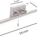 24-Inch Modern Brushed Nickel Bathroom Light Fixture - 180 Rotatable LED Chrome Vanity Light Bar for Over-Mirror Use, 12W Bathroom Sconce Wall Lighting with Switch on/Off