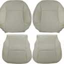 FZJDSD Ecru Tan Driver & Passenger Side Bottom & Top Lean Back Perforated Microfiber Leather Seat Cover Compatible with Lexus GX460 2010 2011 2012 2013 2014 2015 2016 2017