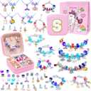 SUREHOME Charm Bracelet Making Kit Girls Christmas Gifts Unicorn Toy Jewelry Making Kit 8-12 Personalized Gifts for Ages 6 7 8 9 10 11 Year Old Girls Birthday Stuff Art Craft Supplies - Initial Box S
