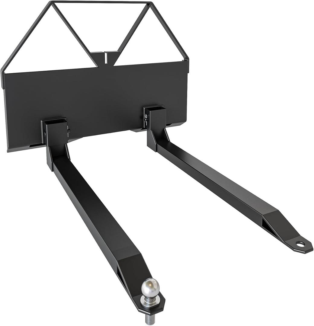 2600 Lbs Heavy-Duty Pallet Forks with Trailer Hitch Ball | Q235 Steel Construction for Tractors and Loaders | Ideal for Farms, Warehouses, and Construction Sites