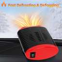 12V Car Heater, 150W Electronic Auto Defrost Defogger, 2 in 1 Portable Heating/Cooling Fan for Truck, 3-Outlet, Plug Into Cigarette Lighter, 360 Degree Rotary