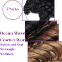 7 x Ocean Wave Crochet Hair 9 Inch Brown Blonde Ombre Curly Braiding Ocean Wave Hair 7 Packs T1 30 27 Deep Wave Short Wavy Crochet Braids Hair Extensions for Women (9Inch (Pack of 7), T1/30/27)