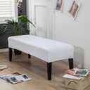 Rectangle Bench Covers, Removable Dining Chair Cover, Soft Fit Universal Stretch Bench Chair Slipcovers, Anti-Dust Washable Jacquard Seat Protector for Bedroom, Living Room, Kitchen(Plaid White) (1pc)