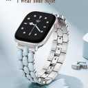 Wearlizer Metal Band Compatible with Apple Watch Bands for Women 40/38/41/42/44/45/46/49mm, Enamel Stainless Steel Strap for iWatch Series 11-1 SE/Ultra