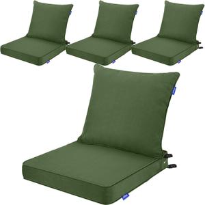 Deep Seat Cushions, Outdoor Cushions, Patio Furniture Cushions, Deep Seat & Back Cushion Patio Cushions for Backyard Couch Sofa Fade Resistant (24x24x4 inches 4 Sets, Solid Moss Green)