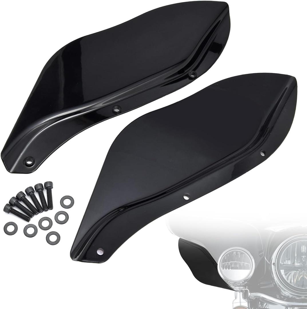 Fairing Air Deflectors Side Wings Windshield Side Cover Shield Compatible for Harley Davidson Street Glide Electra Glide Tri Glide 1996-2013, Black