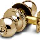 Copper Creek Entry Door Knob Keyed Entry Handle with Lock and Key, ANSI Grade-3 Certified, DIY-Friendly Install for Interior and Exterior Entrance Doors Polished Brass (1 Pack)
