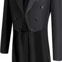 Mens Tailcoat Suit Jacket Tuxedo Double Breast Swallow Tail Coat Pants Bow Tie (Black, L)