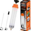 HORUSDY 500CC Fluid Extractor Automotive, Oil Extractor/Oil Syringe, Fluid Syringe Pump Manual Suction Vacuum Fuel Car Transfer