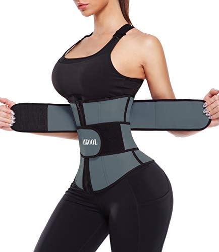 ANGOOL Neopren Waist Trainer for Women,Workout Plus Size Trimmer Belt Sauna Sweat Corset Cincher with Zipper, L