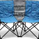 SUNNYFEEL Folding Double Camping Chair, Oversized Loveseat Chair, Heavy Duty Portable/Foldable Lawn Chair with Storage for Outside/Outdoor/Travel/Picnic, Fold Up Camp Chairs for Adults 2 People, Non-heated