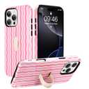 Ufbara Compatible with iPhone 16 Pro Case, Cute Glossy Wavy Stripe Design