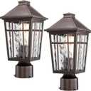 Darkaway Outdoor Post Lights Lamp Post Light Fixture, Waterproof Aluminum Housing with Water Ripple Glass, Fence Post Deck Lighting for Garden Patio Pathway (Medium-2 Pack, Oil-Rubbed Bronze)