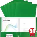 VZCPYTPM 50 Pack Green Folders with Pockets,2 Pocket File Folders for Letter Size (8.5 x 11 Inch),Professional Design with Business Card Slot for Office and School Organization