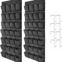 2 Pack 28 Large Pockets Hanging Shoe Organizer Over The Door Shoe Rack for Closet Door Storage Shoe Holder Hanger.8Hooks.Imitation linen Gray (Black)