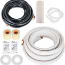 50FT Air Conditioning Tubing Hose Extension 1/4 and 1/2 Inch Insulated Copper Hoses Fit for Mini Split Air Conditioner