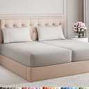 Split King Size 5 Piece Sheet Set - Comfy Breathable & Cooling Bed Sheets Set - Hotel Luxury Bedding for Women, Men, Kids, Teens, Boys & Girls - Deep Pockets and Wrinkle Free - Oeko-Tex - French Grey