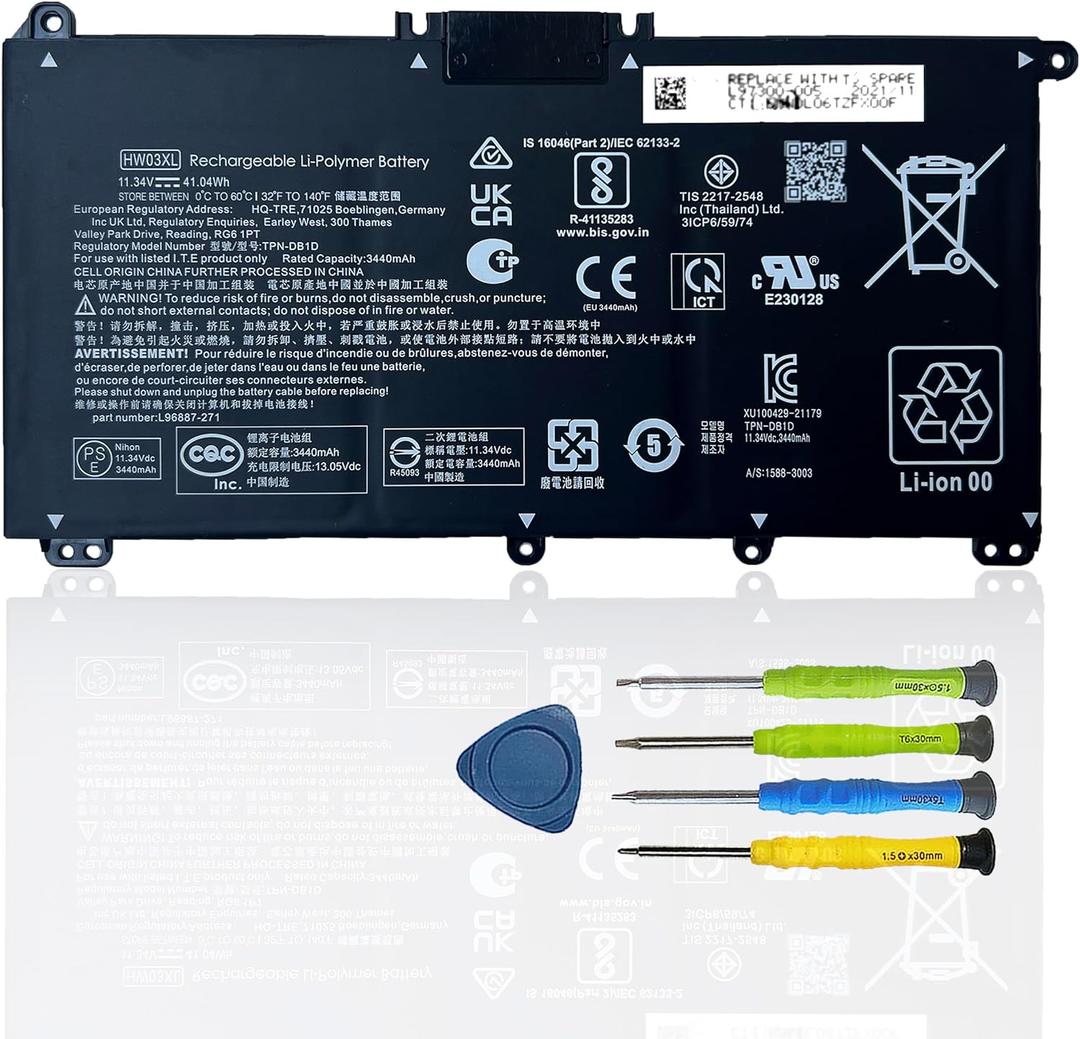 HW03XL L97300-005 Battery for HP Pavilion 15-eg0070wm 15-eh0050wm 15-eh0xxx 15-eg0xxx 17-cn0xxx Pavilion 15-EG 15-EH 15T-EG 15Z-EH 17-CN 17-CP Series for L97300-005 hp Battery