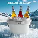 COKTIK 7L Insulated Ice Bucket with LidDouble Wall Vacuum Stainless Steel Beverage Bucket Keeps Frozen LongerHolds 6 Longnecks or 3 Bottles of Winefor hot food, Large Parties(No Accessories, White)