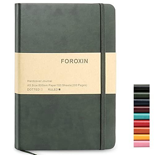 Pack of 2 foroxin Journal notebook (A5-Lined, Dark Green),192 Pages, Medium 5.7X8.3 inches - 80 gsm Thick Paper, Hardcover