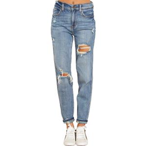 luvamia Boyfriend Jeans for Women Stretch High Waisted Ripped Distressed Mom Jeans Slim Denim Pants (X-Large,O Denim Blue)
