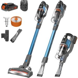 BLACK+DECKER Cordless Vacuum, Powerseries Extreme, Stick Vacuum Cordless Rechargeable, Interchangeable Floorhead with Crevice Attachment, 3 Speed Control, Lightweight, Blue (BSV2020G)