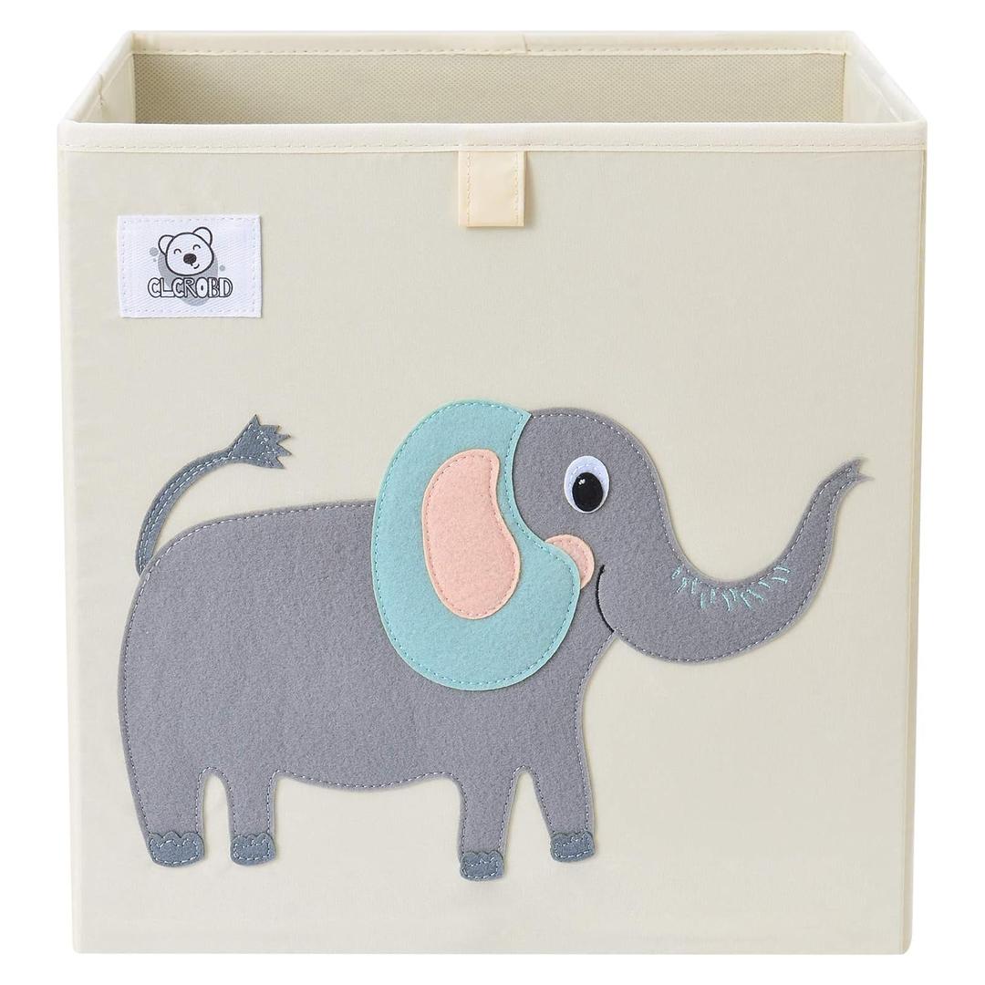 Foldable Animal Cube Storage Bins Fabric Toy Box/Chest/Organizer for Toddler/Kids Nursery, Playroom, 13 inch (Cute Elephant)
