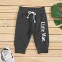 TUEMOS Newborn Infant Baby Boy Clothes Letter Print Romper Pants Set Hat 3PC Outfits Set (Preemie, White02)