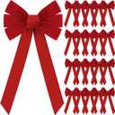 24 Pcs Large Red Velvet Christmas Bow Wreath Bow Tree Topper Ornament Bow for Garland, Indoor Outdoor Holiday Decorations (10 x 20 Inches)