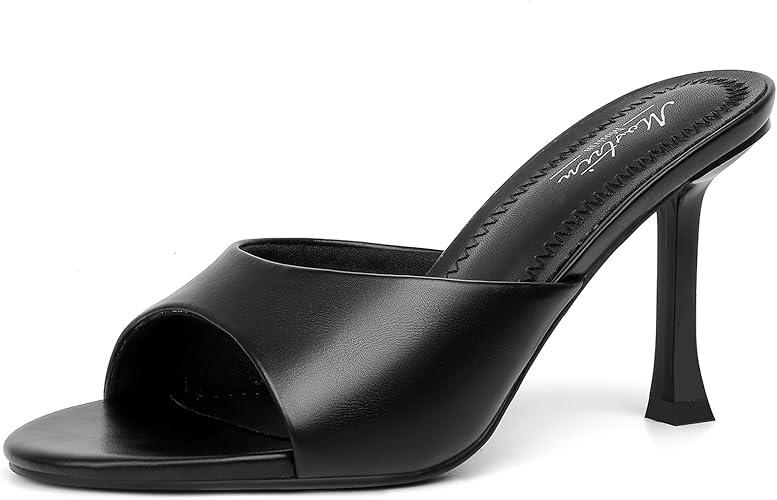 Mostrin Kitten Heels for Women Round Toe Heels With Bow Vintage Mules Sexy Slip on Stiletto Backless Sandals for Party Daily 6
