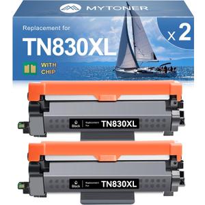 MYTONER Remanufactured Toner Cartridges Replacement for Brother TN830XL TN830 XL/V/R TN-830 Black Toner High Yield for DCP-L2640DW HL-L2460DW MFC-L2820DW XL HL-L2405W HL-L2400D 2465DW Printer, 2Pack (TN830XL 2Black)