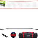 12FT Portable Volleyball Training Net for Hitting or Serving Drills, Outdoor & Indoor Freestanding Volleyball Practice Net with Height Adjustable, Glow in Dark Volleyball, and Carry Bag