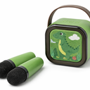 Mini Karaoke Machine for Kids, Portable Bluetooth Speaker with Wireless Microphones 2，Kids Music Player Toys for Girls and Boys,3,4, 5, 6, 7, 8+ Years Old, Teens Birthday (Green-Dinosaur)