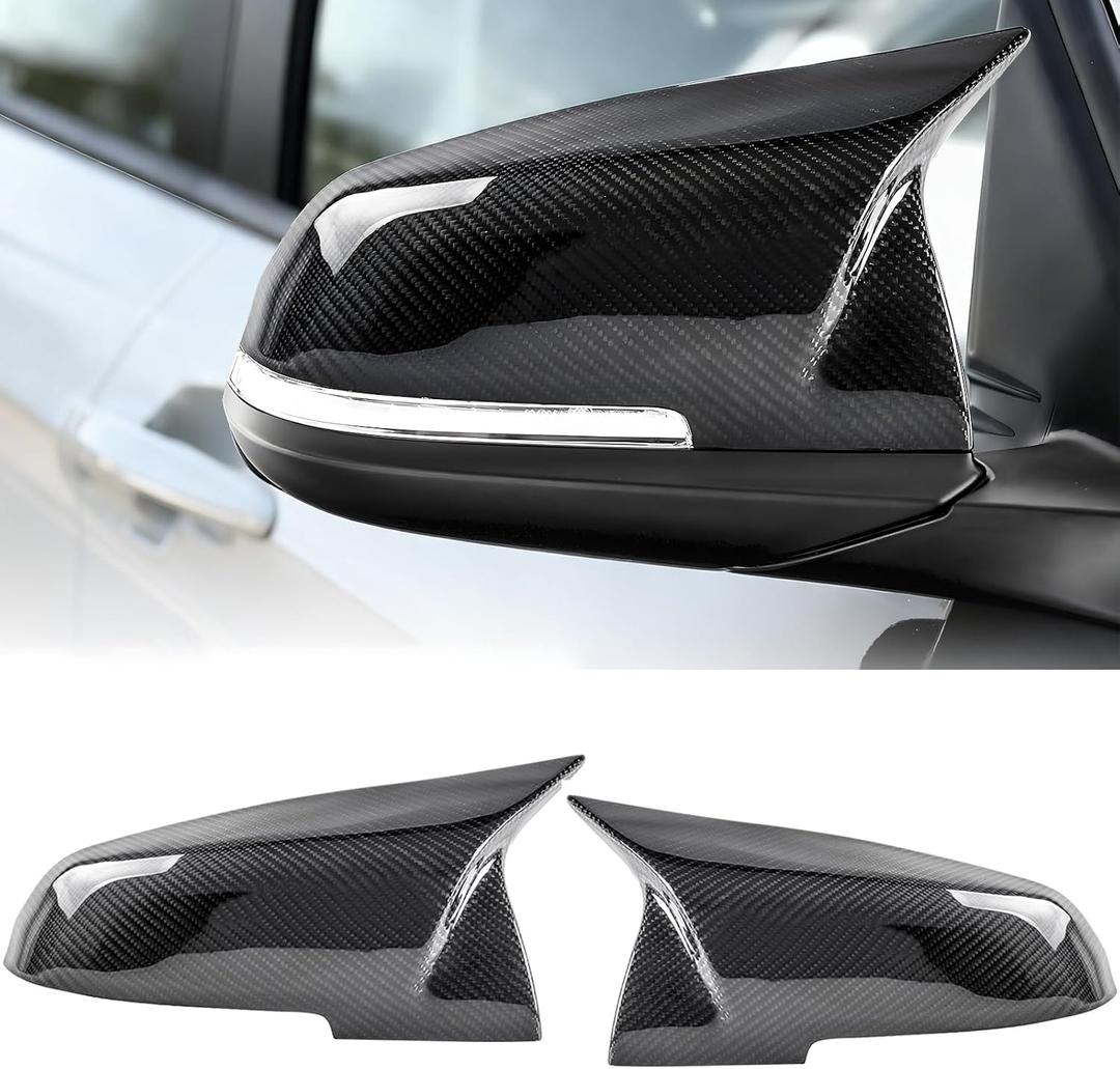 Real Carbon Fiber Mirror Caps for BMW F20 F22 F23 F30 F31 F32 F33 F36 F87 M2 X1 Accessories, Replacement Rearview Side Mirror Covers Caps, Car Accessories Decorative, 1Pair(Left-Right) (for BMW)