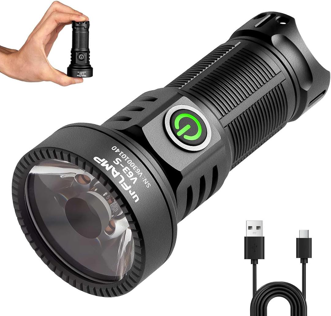 V63-S Long Throw Flashlight, 2000 Lumens Ultra-Bright, Compact & Powerful LED Spotlight, USB C Rechargeable, Pocket Size, 663m Beam Distance