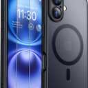 SPIDERCASE Magnetic for iPhone 16 Plus Case,with 2 Pcs [Tempered Glass Screen Protector] Translucent Matte Back Slim Shockproof Protective Phone Case for iPhone 16 Plus 6.7'',Black