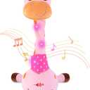 Dancing Giraffe Toy Stuffed Animal Baby Toys Singing Song Toddlers Toy Repeats What You Say Glowing Musical Toy for Baby Birthday Gift Groovy Giraffe Toy (Pink Giraffe)