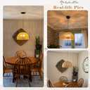 17.6 inch Hemp Rope Woven Pendant Light Wicker Pendant Light 3-light Rattan Light Fixture Boho Chandelier Farmhouse Chandelier Dome Pendants Light for Dining Room Bedroom Kitchen(Bulb Incl