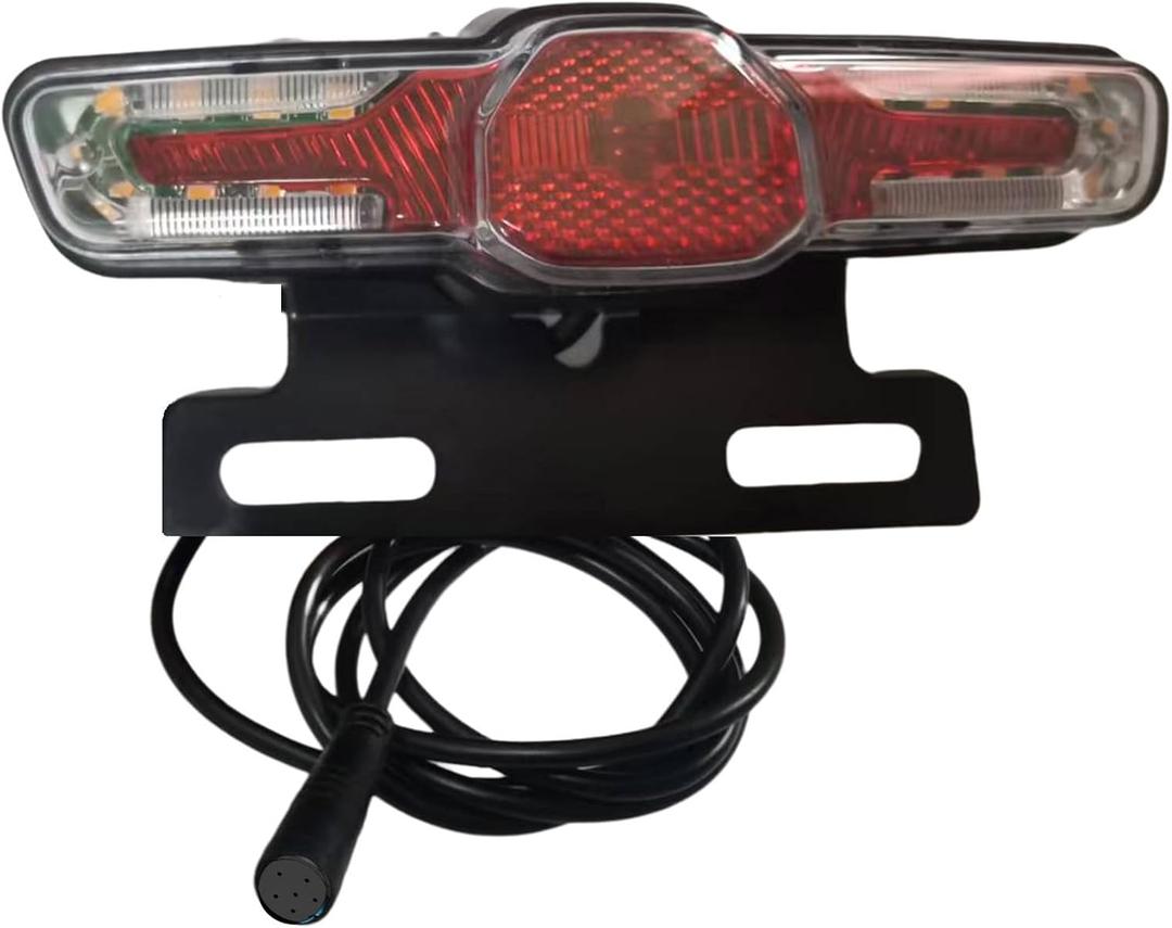 Ebike Tail Light with M7 6 Pin Female Waterproof Connector Rack Mount Super Bright LED Warning Rear Light for Electric Bike Compatible for 36V 48V Night Riding Taillight 59 in Wire