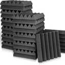 Sonic Acoustics Acoustic Foam Panels 2" X 12" X 12" Sound Absorbing Panel, Studio Wedge Tiles, Sound Panels Wedges Soundproof Foam Sound Insulation (24 Pack, Black)