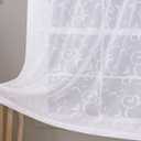 Floral Embroidery Sheer Curtains White 84 Inch Length, Rod Pocket Vintage Voile Drapes for Living room, Bedroom,Semi Crinkle Curtain Panels for Patio, Villa, Set of 2, 52"x 84". (52"Wx84"L, White) (52"W x 84"L (Pack of 2))