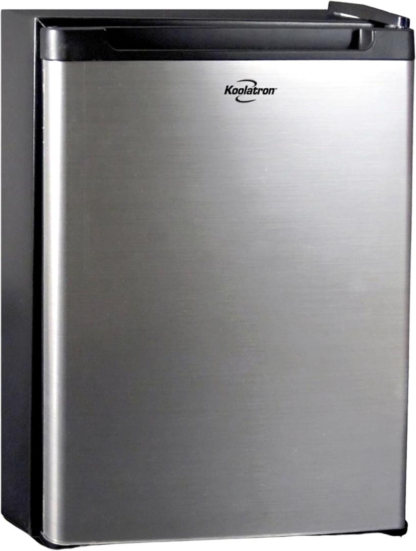 Koolatron 12V / 110V Refrigerator - Mini Fridge for Trucks Cool Storage for Kitchen Bedroom Office Travel Camping Dorms Compact Free Standing Neveras Pequepara Apartment 1.76 cu.ft - Black (Standard, Platinum Silver)