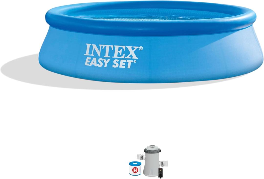 INTEX 28121EH Easy Set Inflatable Swimming Pool Set: 10ft x 30in  Includes 330GPH Cartridge Filter Pump  Puncture-Resistant Material  1018 Gallon Capacity  23in Water Depth